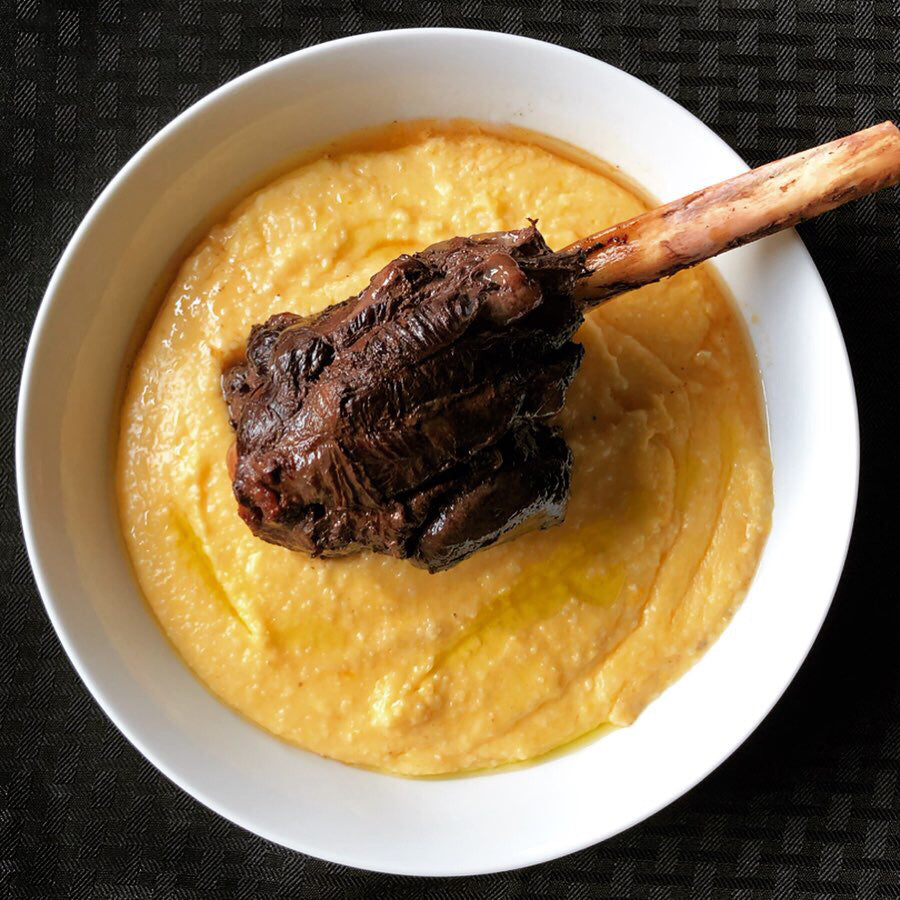 Venison Shank with Cheesy Grits