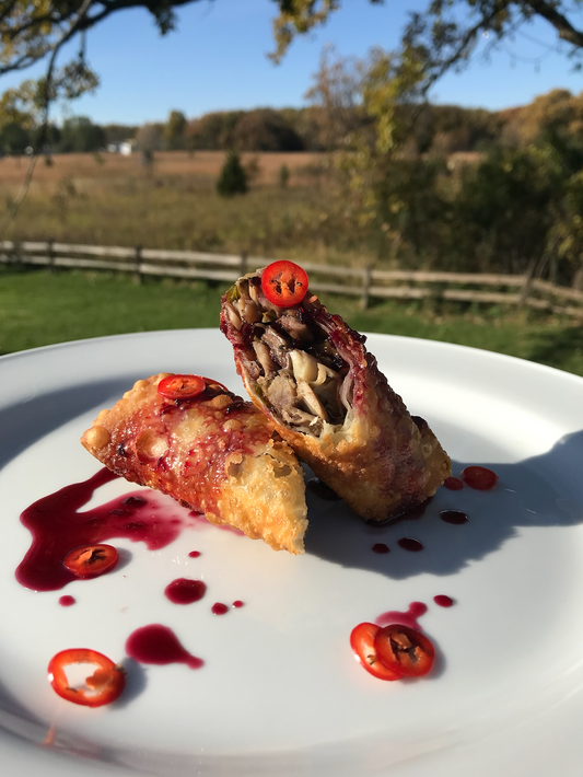 Squirrel Egg Rolls with Wild Grape Sweet & Sour Sauce
